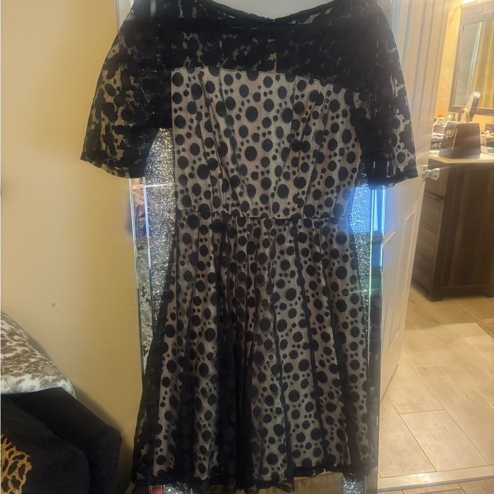 Black and Cream Polka Dot Dress